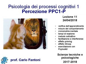 Psicologia dei processi cognitivi 1 Percezione PPC 1