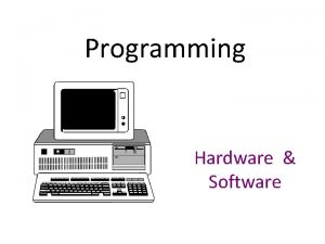 Programming Hardware Software Hardware Four components of a