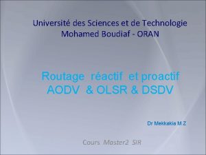 Universit des Sciences et de Technologie Mohamed Boudiaf
