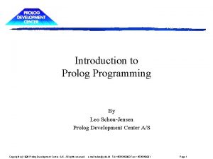 Introduction to Prolog Programming By Leo SchouJensen Prolog