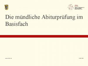 Die mndliche Abiturprfung im Basisfach www zslbw de