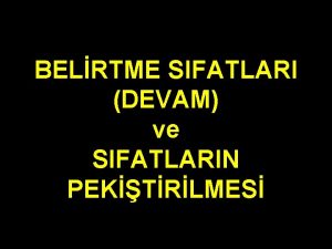 Sıfatların sınıflandırılması