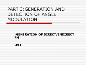 PART 3 GENERATION AND DETECTION OF ANGLE MODULATION