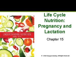 Life Cycle Nutrition Pregnancy and Lactation Chapter 15