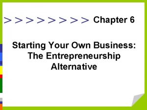 Chapter 6 Starting Your Own Business The Entrepreneurship