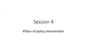 Session 4 Pillars of policy intervention Pillars of