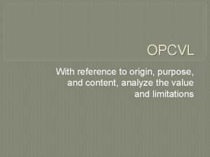 Opcvl analysis