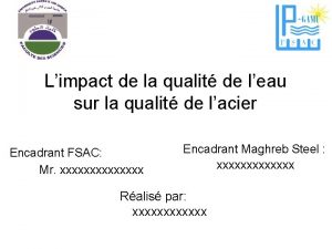 Limpact de la qualit de leau sur la