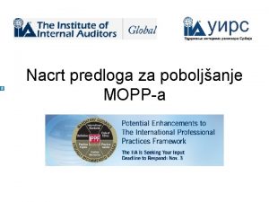 Nacrt predloga za poboljanje MOPPa Nacrt predloga poboljanja