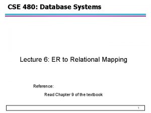 CSE 480 Database Systems Lecture 6 ER to
