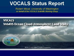 VOCALS Status Report Robert Wood University of Washington