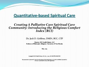 Quantitativebased Spiritual Care Creating A Palliative Care Spiritual