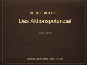 NEUROBIOLOGIE Das Aktionspotenzial Bayernkolleg Schweinfurt Golnik 082017 Das