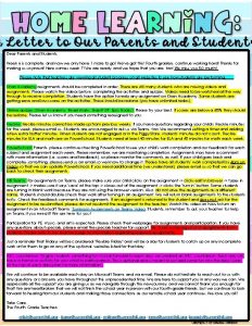 A Letter to Our Parents and Students Dear