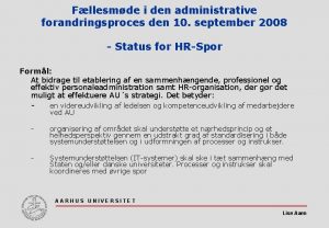 Fllesmde i den administrative forandringsproces den 10 september