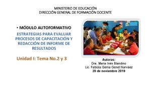 MINISTERIO DE EDUCACIN DIRECCIN GENERAL DE FORMACIN DOCENTE