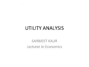 UTILITY ANALYSIS SARBJEET KAUR Lecturer in Economics Meaning