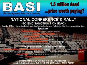 Britain Against Sanctions on Iraq NATIONAL SANCTIONS CONFERENCE