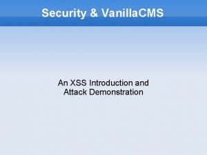 Security Vanilla CMS An XSS Introduction and Attack