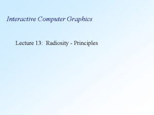 Radiosity in computer graphics