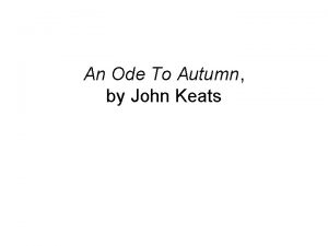An Ode To Autumn by John Keats Poems