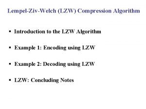Lzw decompression example