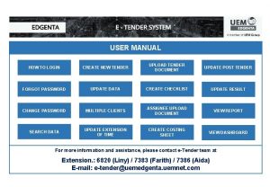 USER MANUAL HOW TO LOGIN CREATE NEW TENDER