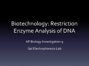 Restriction enzyme analysis of dna ap bio lab