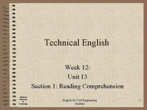 Technical English Week 12 Unit 13 Section 1