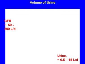 Volume of Urine GFR 50 200 Ld Urine