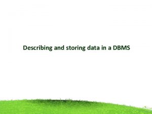 Describing and storing data in dbms