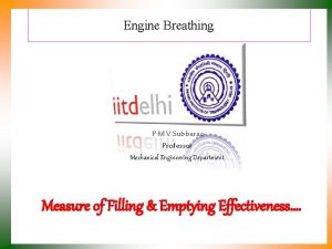 Engine Breathing P M V Subbarao Professor Mechanical