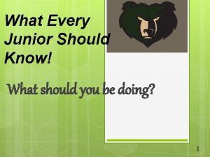 What Every Junior Should Know What should you