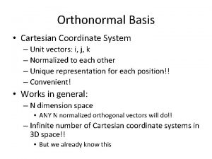 Orthonormal Basis Cartesian Coordinate System Unit vectors i