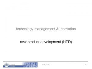 technology management innovation new product development NPD tmi