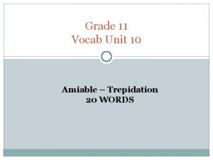 Grade 11 Vocab Unit 10 Amiable Trepidation 20