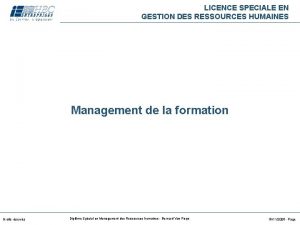 LICENCE SPECIALE EN GESTION DES RESSOURCES HUMAINES Management