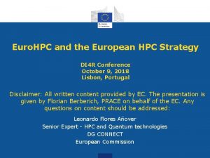 Euro HPC and the European HPC Strategy DI