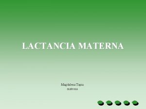 LACTANCIA MATERNA Magdalena Tapia matrona Lactancia Materna exclusiva