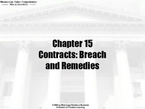 Chapter 15 Contracts Breach and Remedies Learning Objectives