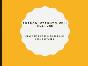 INTRODUCTIONTO CULTURE CELL COMPARING ORGAN TISSUE AND CELL