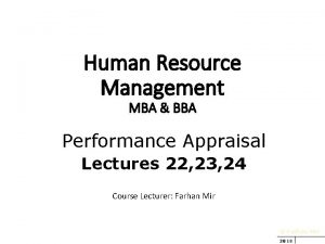 Human Resource Management MBA BBA Performance Appraisal Lectures