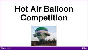 Hot Air Balloon Competition Overview Objective Background Information