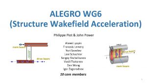 ALEGRO WG 6 Structure Wakefield Acceleration Philippe Piot