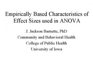 Empirically Based Characteristics of Effect Sizes used in