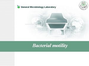 General Microbiology Laboratory Bacterial motility Introduction to bacterial