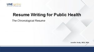 Resume Writing for Public Health The Chronological Resume