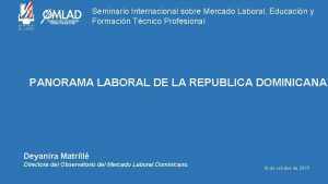 Seminario Internacional sobre Mercado Laboral Educacin y Formacin