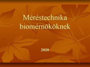 Mrstechnika biomrnkknek 2020 Vegyi s bioipari mrstechnika Elssorban