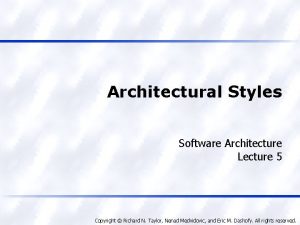 Architectural Styles Software Architecture Lecture 5 Copyright Richard